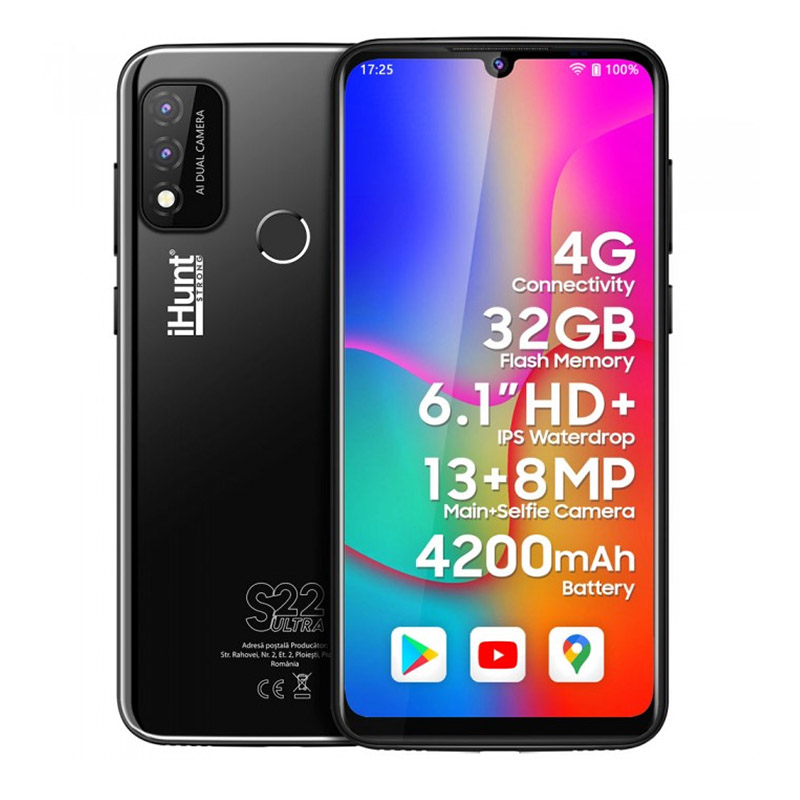 Telefon mobil Smart iHunt S22 Ultra, Android 11 GO, ecran IPS 6.1 inch, 32 GB, 2 GB RAM, 13 MP, 4200 mAh, Dual Sim, Black