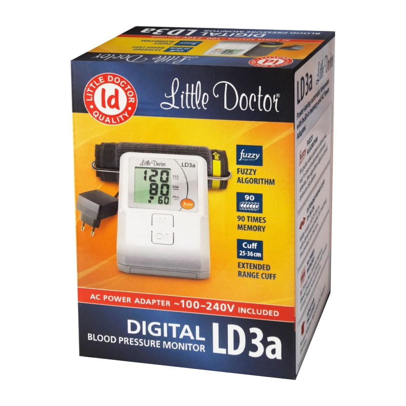 Tensiometru electronic de brat Little Doctor LD 3A, adaptor inclus, afisaj LCD, memorare 90 valori, Alb