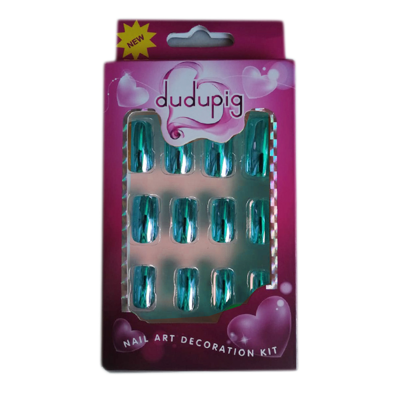 Tipsuri colorate pentru manichiura Dudupig, 12 bucati, lipici inclus, Turcoaz 2021 shopu.ro