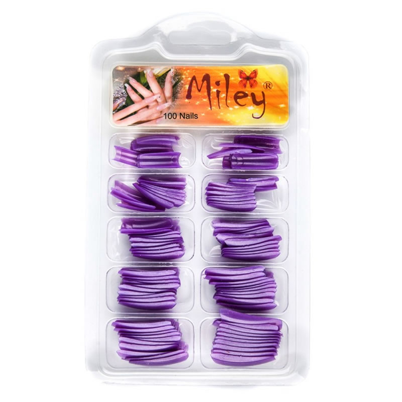 Tipsuri pentru manichiura colorate, 100 bucati, mov 2021 shopu.ro