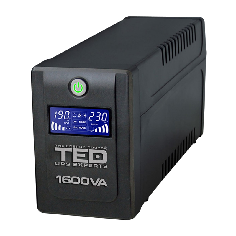 UPS Ted Electric, 1600 VA, 900 W, 4 iesiri schuko, ecran LCD, autonomie 55 minute shopu imagine noua
