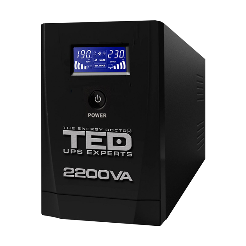 UPS Ted Electric, 2200 VA, 1200 W, 3 iesiri schuko, ecran LCD, autonomie 95 minute shopu imagine noua