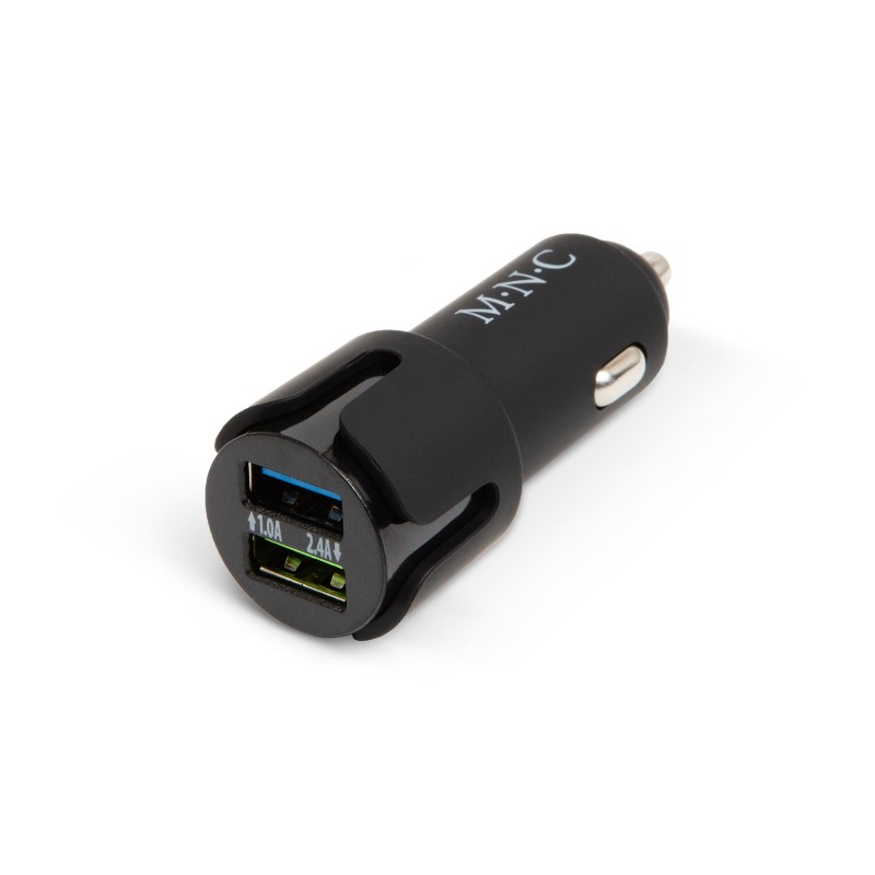 Adaptor priza bricheta auto MNC, 2 x USB, 2400 mA, Negru MNC