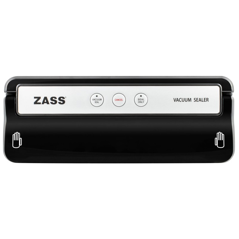 Aparat de vidat alimente Zass, 2 indicatoare LED, latime maxim 30 cm, negru
