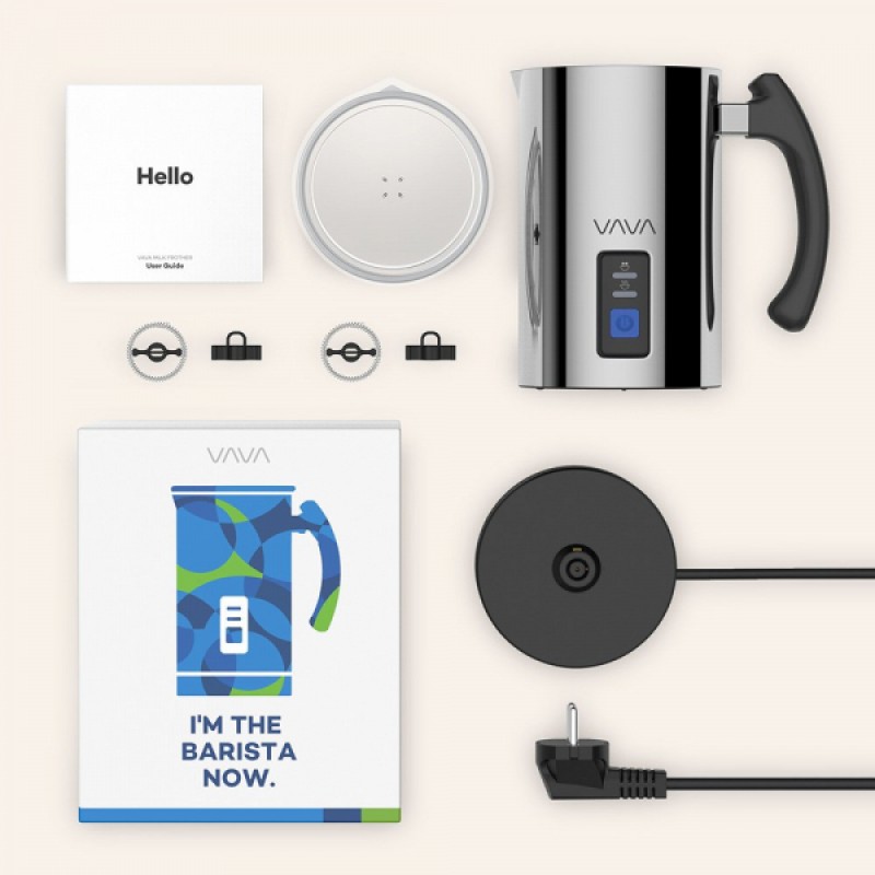 Aparat pentru spumarea laptelui Vava, 500 W, 115 ml, 3 functii, perete dublu, interior antiaderent