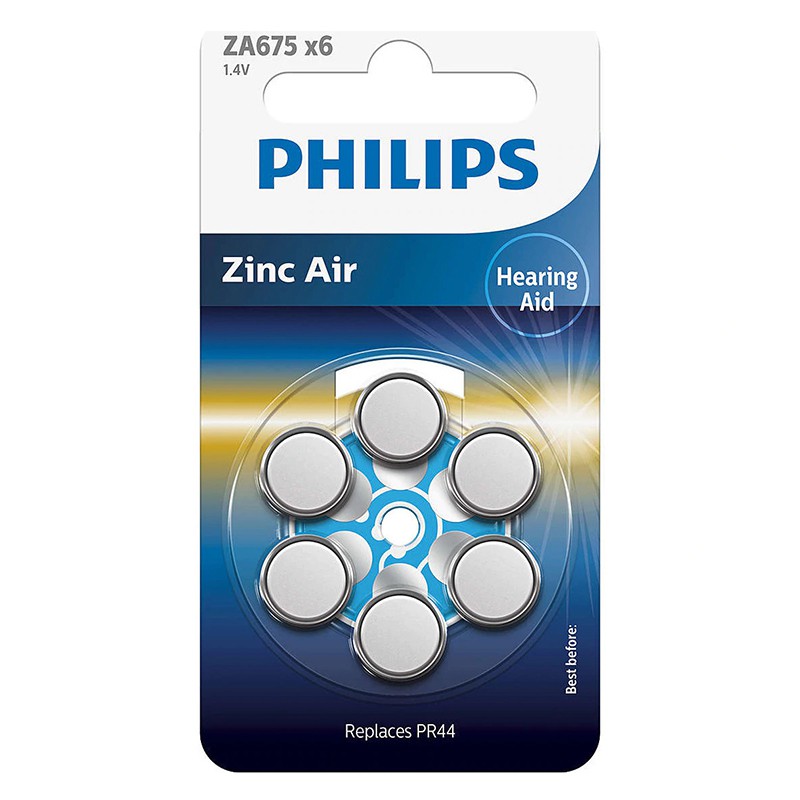 Set 6 baterii auditive Zinc Air Philips, ZA675, 1.4 V, 630 mAh, ambalaj blister 2021 shopu.ro