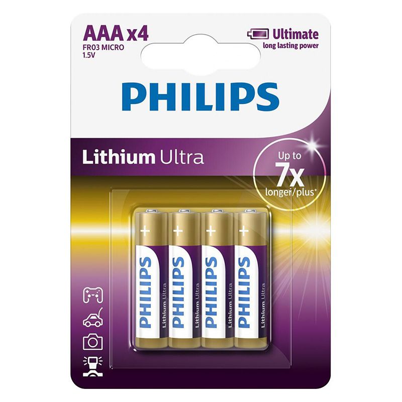Set 4 baterii Lithium Ultra Philips, AAA, 1.5 V, ambalaj blister