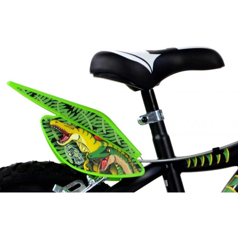 Bicicleta pentru copii Dinozaur T-Rex Dino Bikes, 16 inch, jante compozit, roti ajutatoare incluse, maxim 60 kg, 5-7 ani