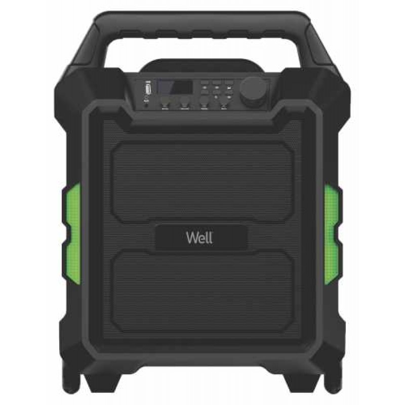 Boxa portabila Well, 350 W, 4500 mAh, Bluetooth, 372 x 230 x 475 mm, accesorii incluse, Negru
