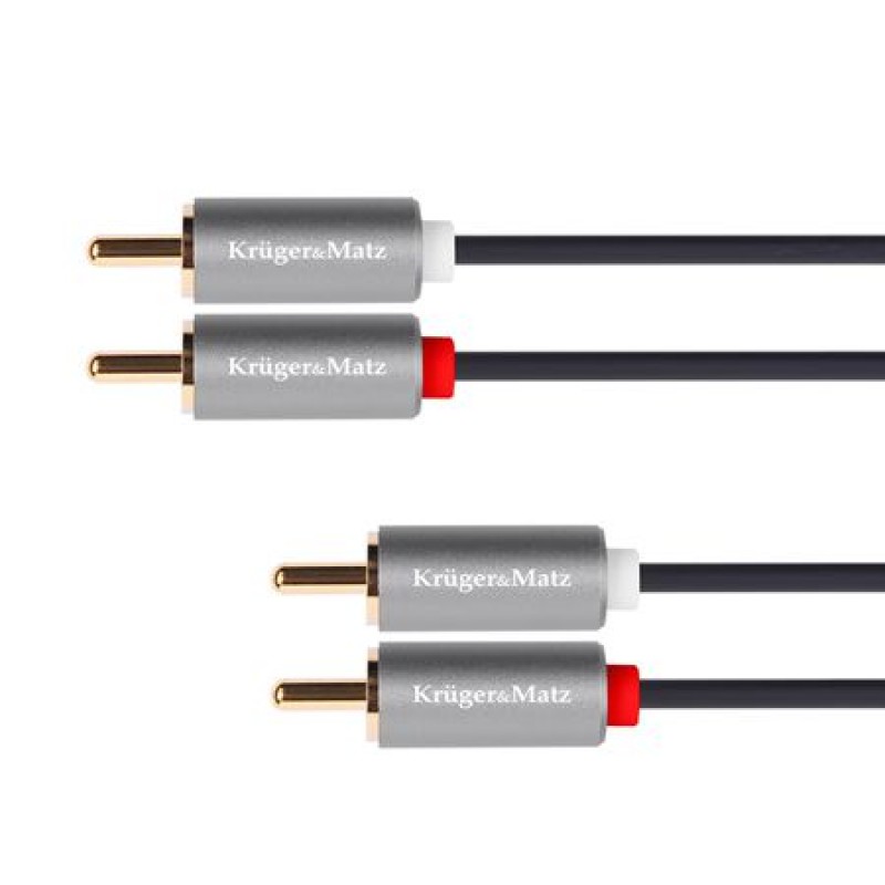 Cablu Kruger&Matz KM1213, 2 x 2 RCA tata, 1 m, Negru