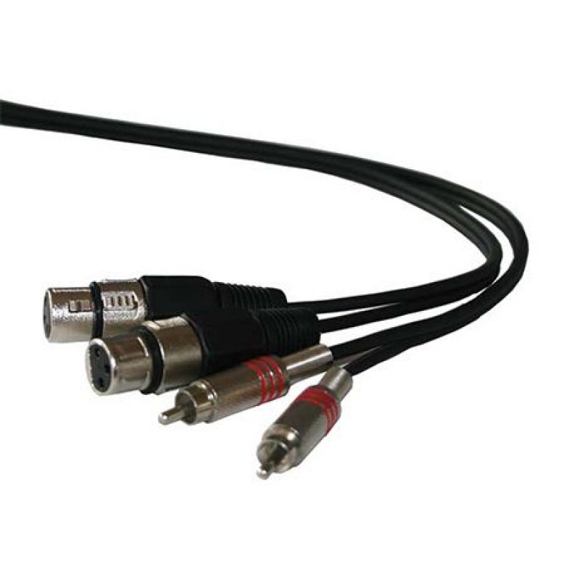 Cablu 2 x RCA tata – 2 x XLR mama, lungime 1.5 m, Negru OEM
