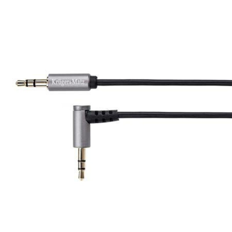 Cablu audio Kruger&Matz, 2 x jack stereo 3.5 mm tata, conector 90 grade, 1 m