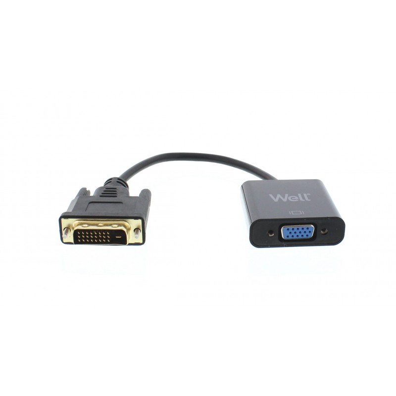 Cablu adaptor Well, DVI-D 24+1p tata, VGA mama, 15 cm, Negru shopu.ro