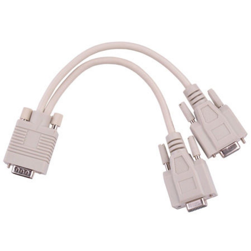 Cablu video adaptor VGA 15 pini tata – 2 x VGA 15 pini mama, Crem General