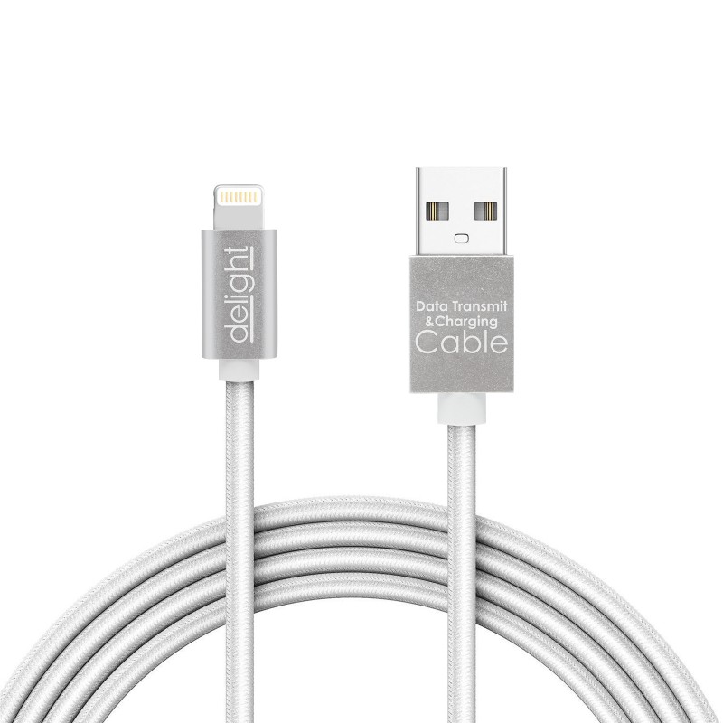 Cablu de date iPhone Delight, 1 A, 1 m, iluminare LED, Argintiu 2021 shopu.ro