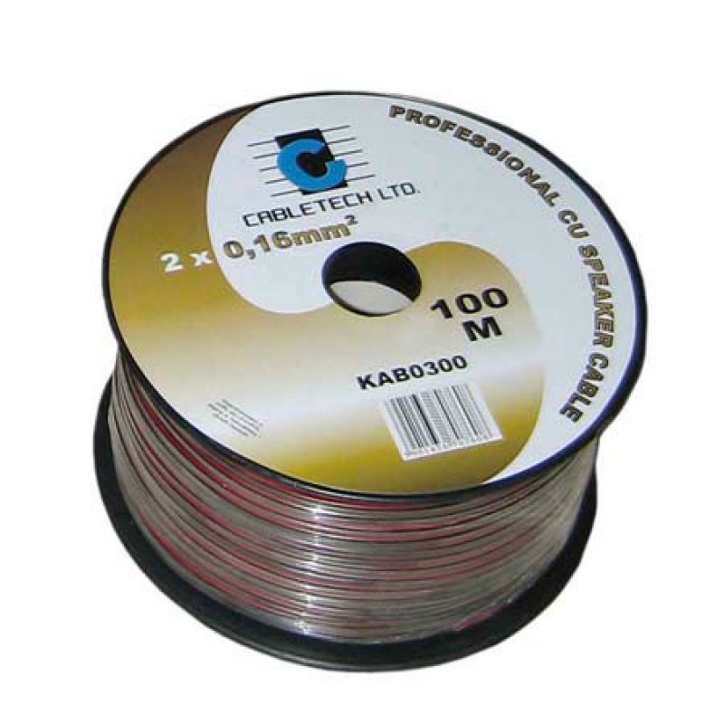 Cablu din cupru pentru difuzor, 2 x 0.16 mm, 100 m, Transparent