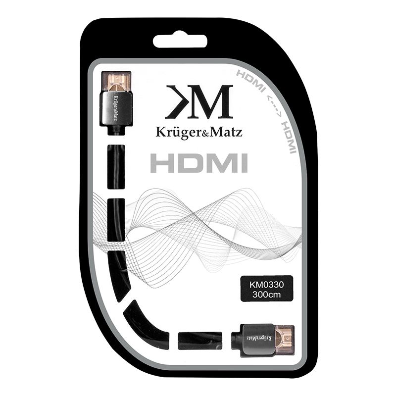 Cablu Kruger&Matz HDMI - HDMI, 4K/UHD, 3 m, gold plated