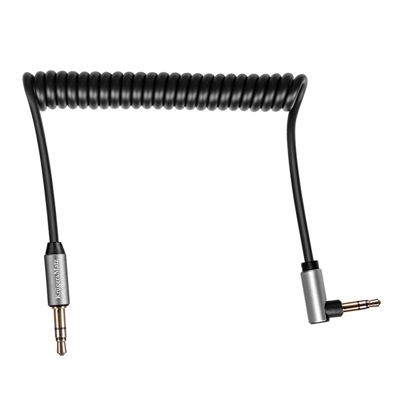 Cablu spiralat Kruger&Matz, 2 x jack stereo 3.5 mm tata, 1.8 m, conector 90 grade