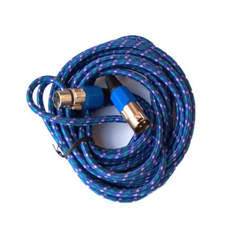 Cablu XLR mama - XLR tata, 3 m, impletitura textila, Albastru