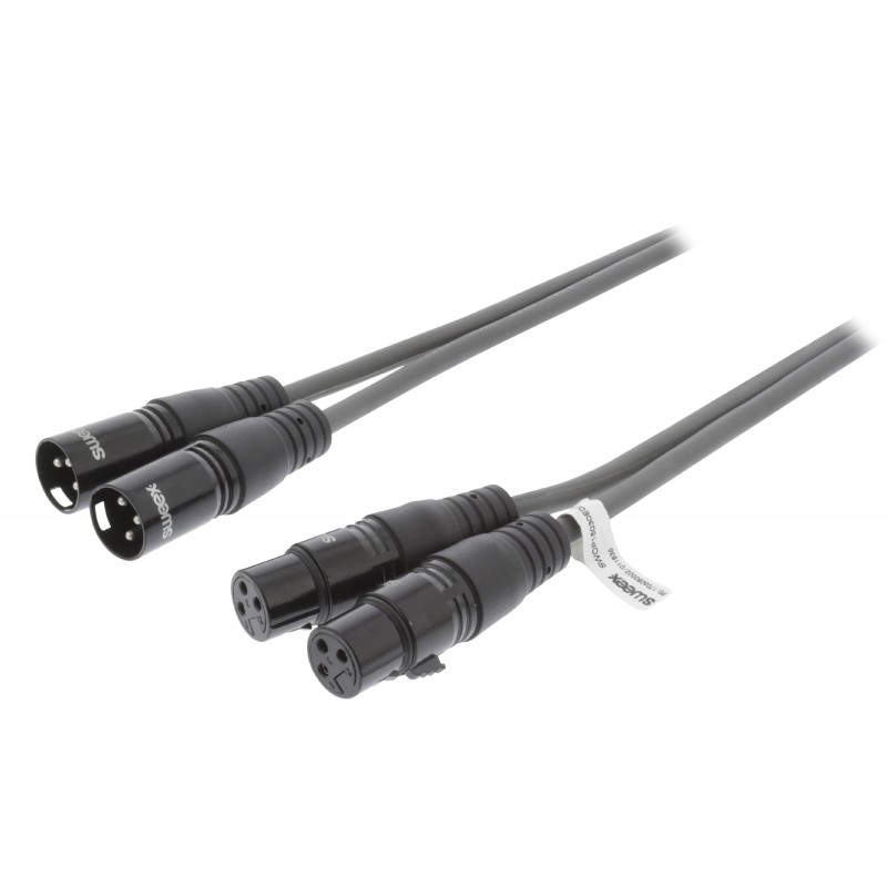 Cablu stereo Sweex 2 x XLR 3 pin tata, 2 x XLR 3 pin mama, pvc, 500 cm, Negru