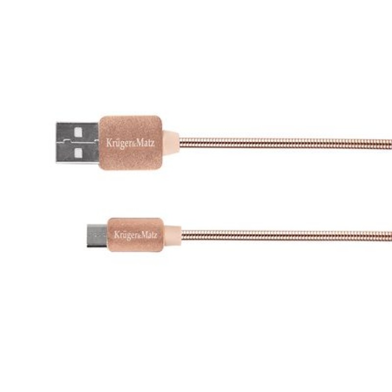 Cablu de date/incarcare Kruger&Matz, USB - MicroUSB, 1 m, impletitura textila 2021 shopu.ro