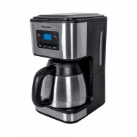 Cafetiera Heinner, 900 W, 1 L, 10 cesti, display LCD, recipient inox, sistem anti-picurare, timer, Negru/Argintiu Cafetiera Heinner, 900 W, 1 L, 10 cesti, display LCD, recipient inox, sistem anti-picurare, timer, Negru/Argintiu