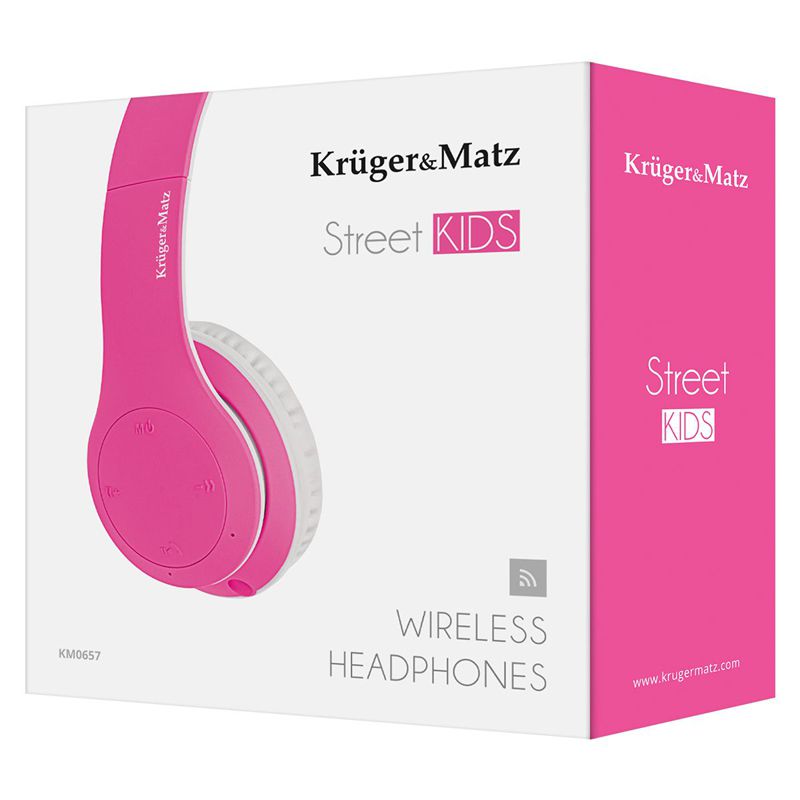 Casti audio Street Kids Kruger & Matz, tehnologie Bluetooth 4.2, microfon incorporat, Roz