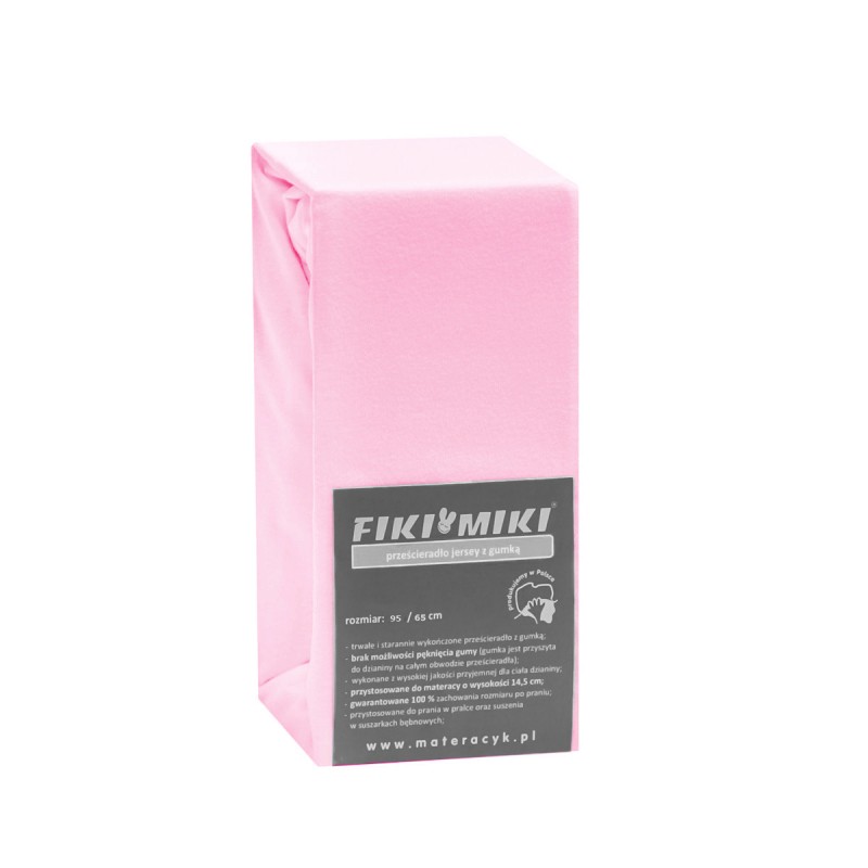 Cearceaf cu elastic jerse din bumbac Fiki Miki, 95 x 65 cm, roz Fiki Miki