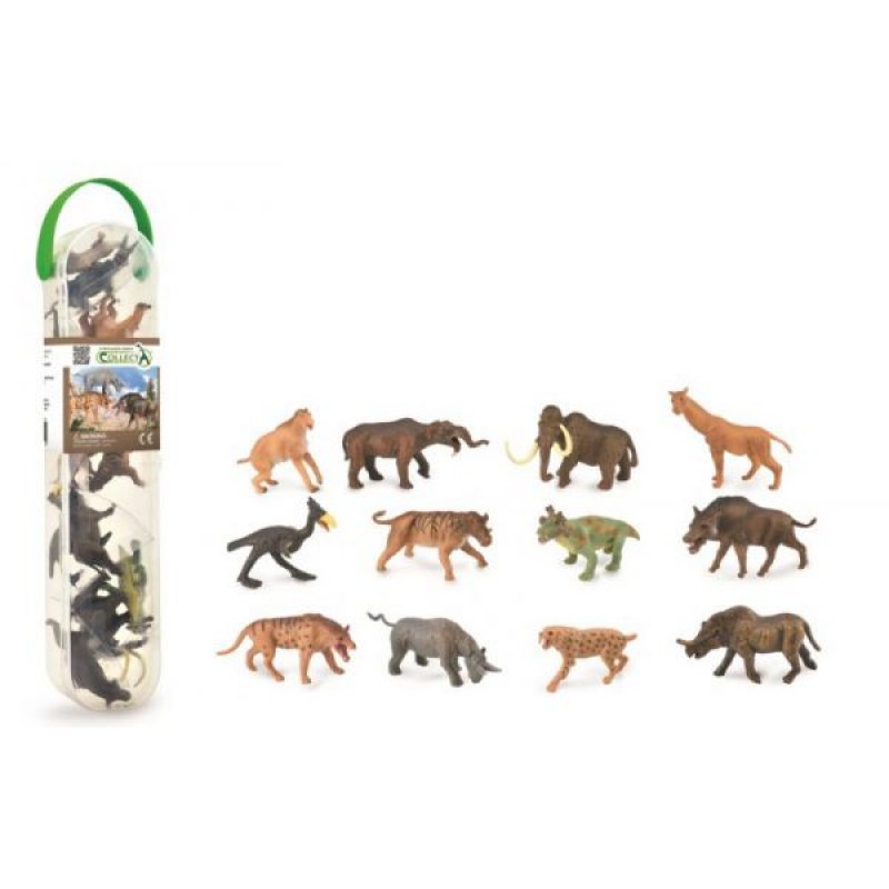 Set 12 figurine animale preistorice Collecta, plastic cauciucat, cutie inclusa, 3 ani+