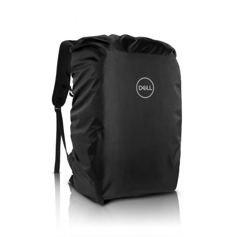 Rucsac laptop Gaming Dell, 17 inch, spate ventilat, elemente reflectorizante, buzunar casti, bretele reglabile, rezistent la apa, Negru