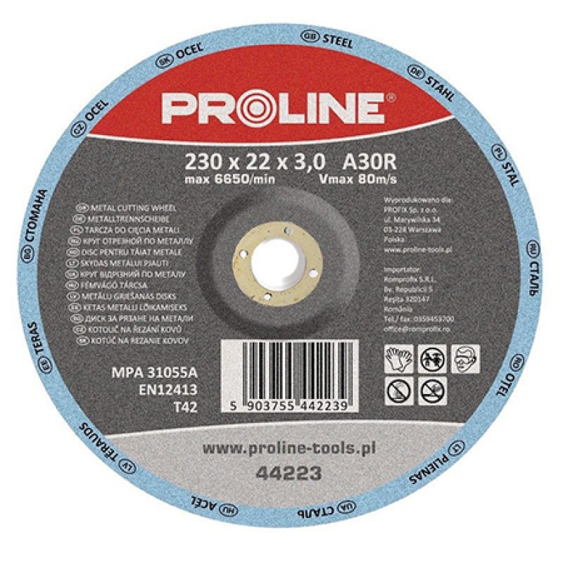 Disc debitare metal Proline, 230 x 3 mm, tip T42 Proline