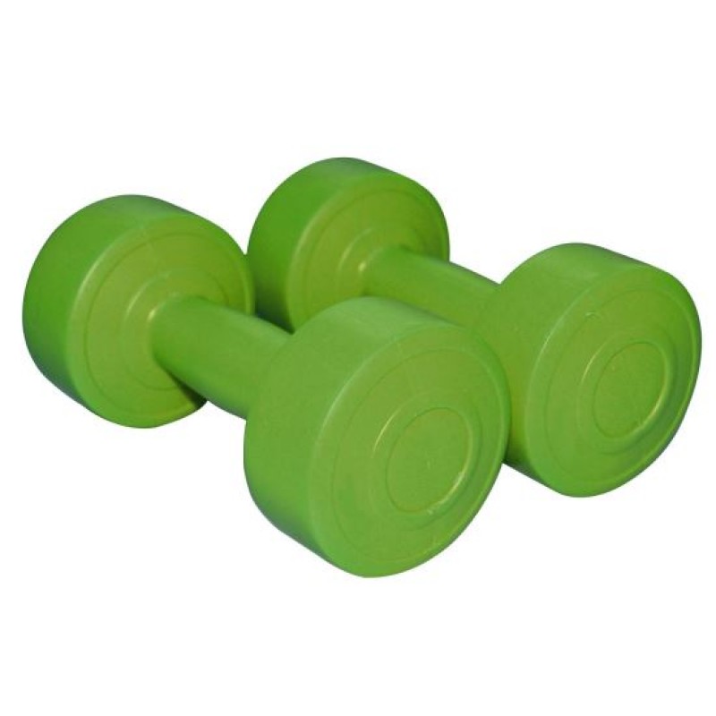 Set gantere aerobic Sveltus, 2 x 1 kg, ciment, invelis vinil, Verde
