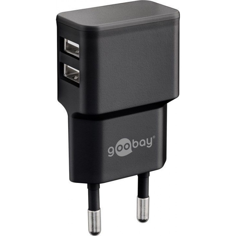 Incarcator de retea dual Goobay, 2 x USB, 2.4 A, negru 2021 shopu.ro