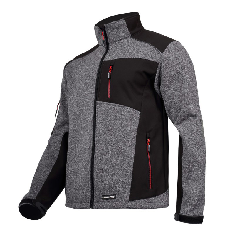 Jacheta elastica tip pulover, componente reflectorizante, impermeabila, 4 buzunare, marime M, Gri/Negru