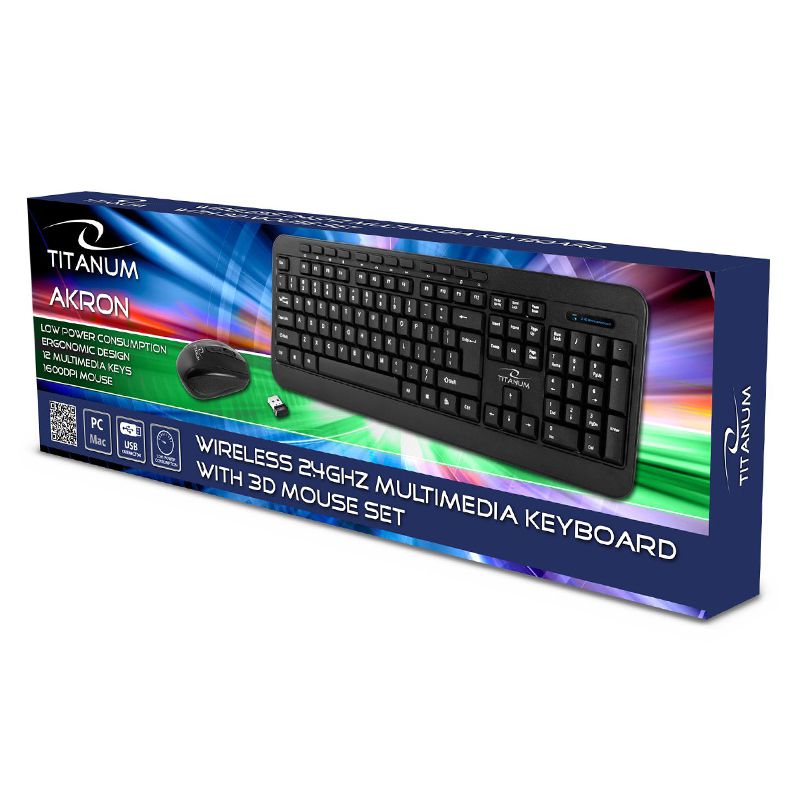Kit tastatura si mouse wireless Akron Esperanza, 2.4 GHz, 1600 DPI, 2 butoane
