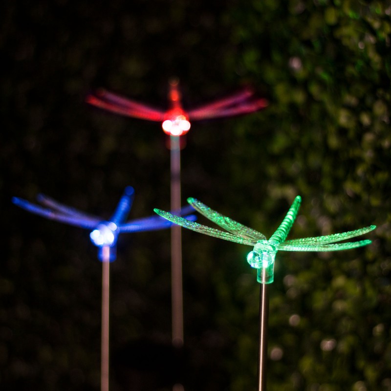 Lampa solara RGB LED Garden of Eden, 40 mAh, pornire automata, model libelula