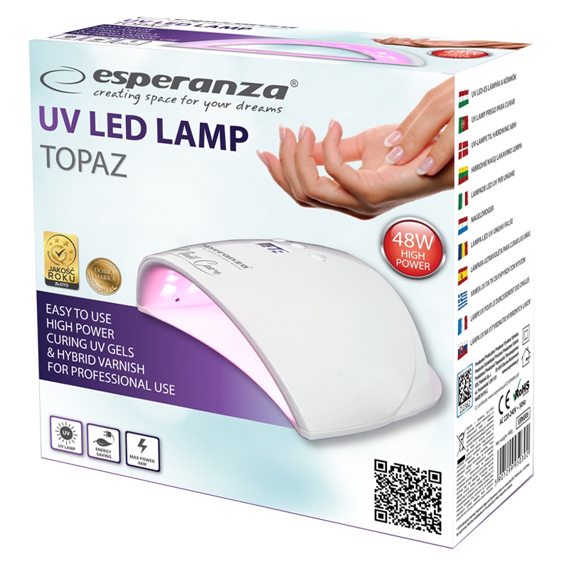 Lampa UV/LED pentru unghii Esperanza Topaz, 23 LED, senzor miscare, ecran LED mare