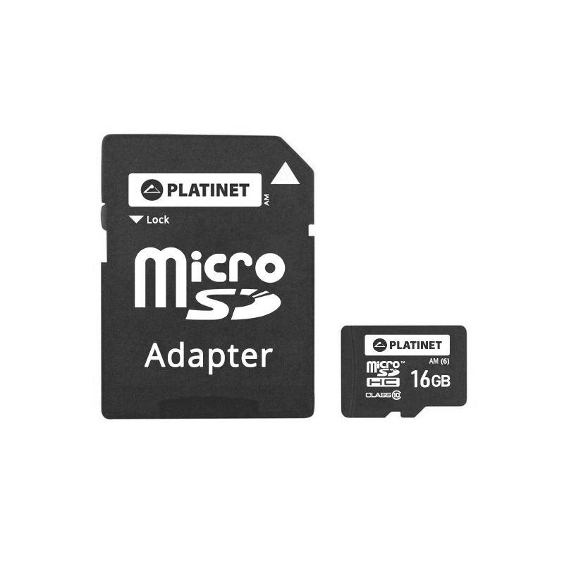 Card microSD cu adaptor Platinet, 16 GB, clasa 10 Platinet