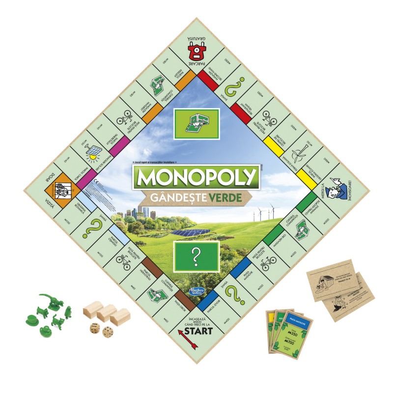 Joc de societate Monopoly Go Green Edition Hasbro, 2-6 jucatori, 8 ani+