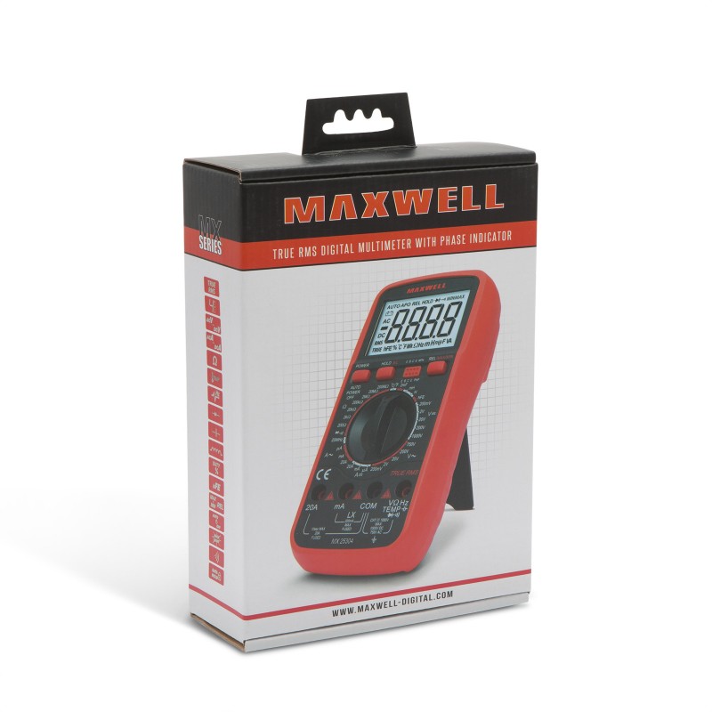 Multimetru digital Maxwelll, 195 x 95 x 40 mm, baterie 9V, test dioda, masurare inductie, True RMS, uz profesional