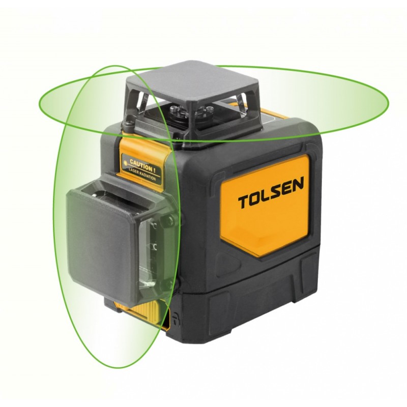Nivela laser cu doua planuri autonivelare Tolsen, 360 grade, 30 m, linie de aliniere, fascicul verde 360
