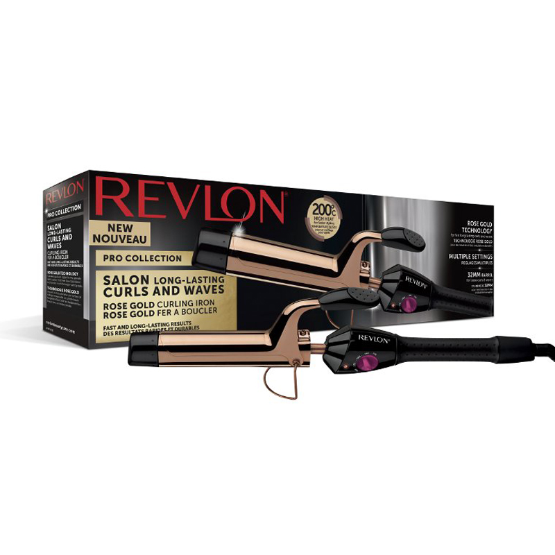 Ondulator Revlon Salon Long Lasting Curls & Waves, 32 mm, cablu flexibil, invelis cupru/aur, maner cauciucat Revlon