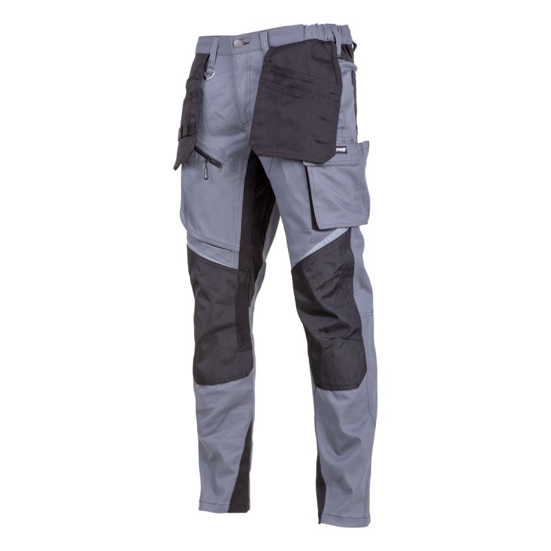Pantaloni de lucru Slim Fit Lahti Pro, marimea M, 170 cm, bumbac/elastan, benzi reflectorizante, 13 buzunare, Gri LAHTI.PRO