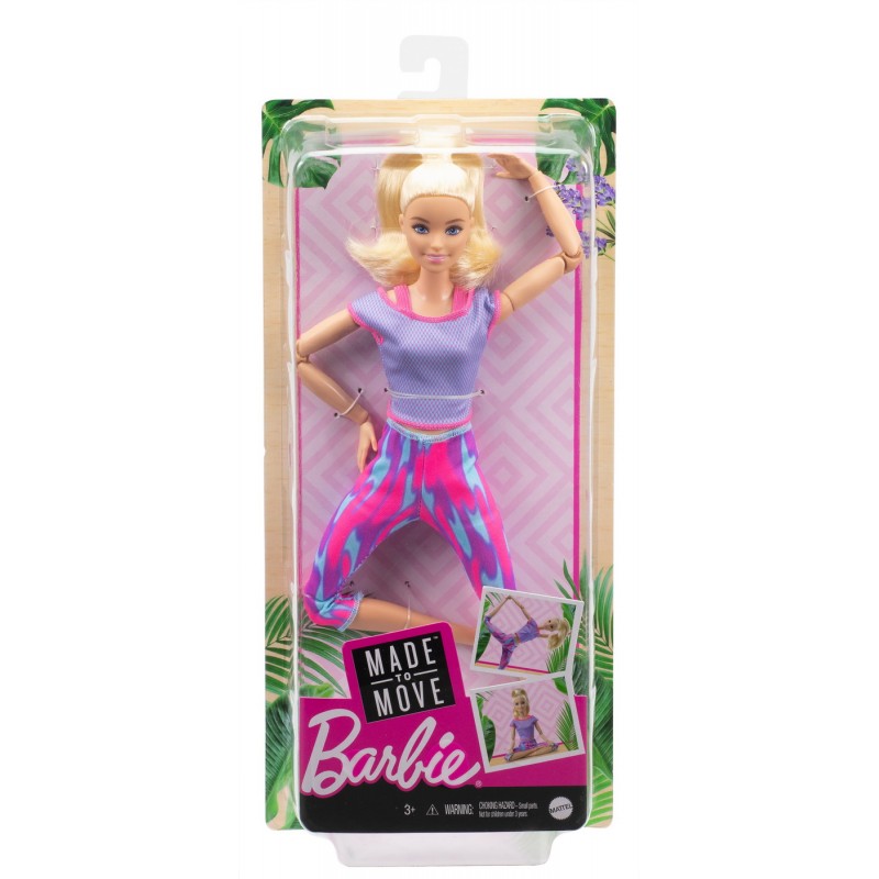Papusa Barbie Made to Move blonda, 22 articulatii, 3 ani+