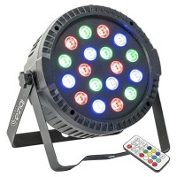 Proiector LED PAR RGB Ibiza, 18 LED-uri, telecomanda inclusa Proiector LED PAR RGB Ibiza, 18 LED-uri, telecomanda inclusa