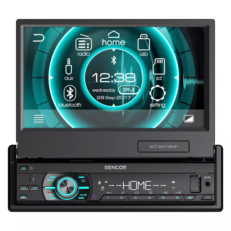Player auto BT Sencor, display 7 inch, rezolutie 800x480px, TFT LCD, port USB, ceas digital, telecomanda Sencor