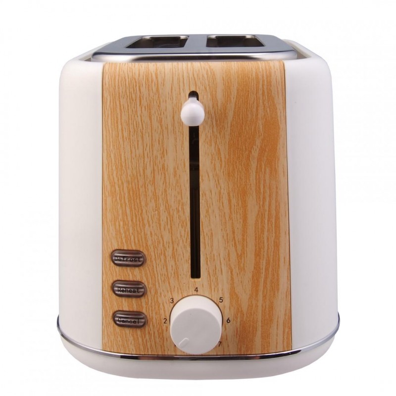 Prajitor de paine Heinner, 800 W, 2 felii, dezghetare, 7 niveluri rumenire, Alb