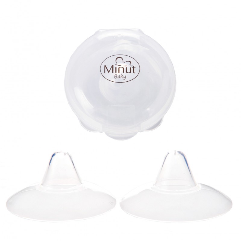 Set 2 protectii pentru mamelon Minut Baby, material silicon transparent, fara BPA Minut Baby