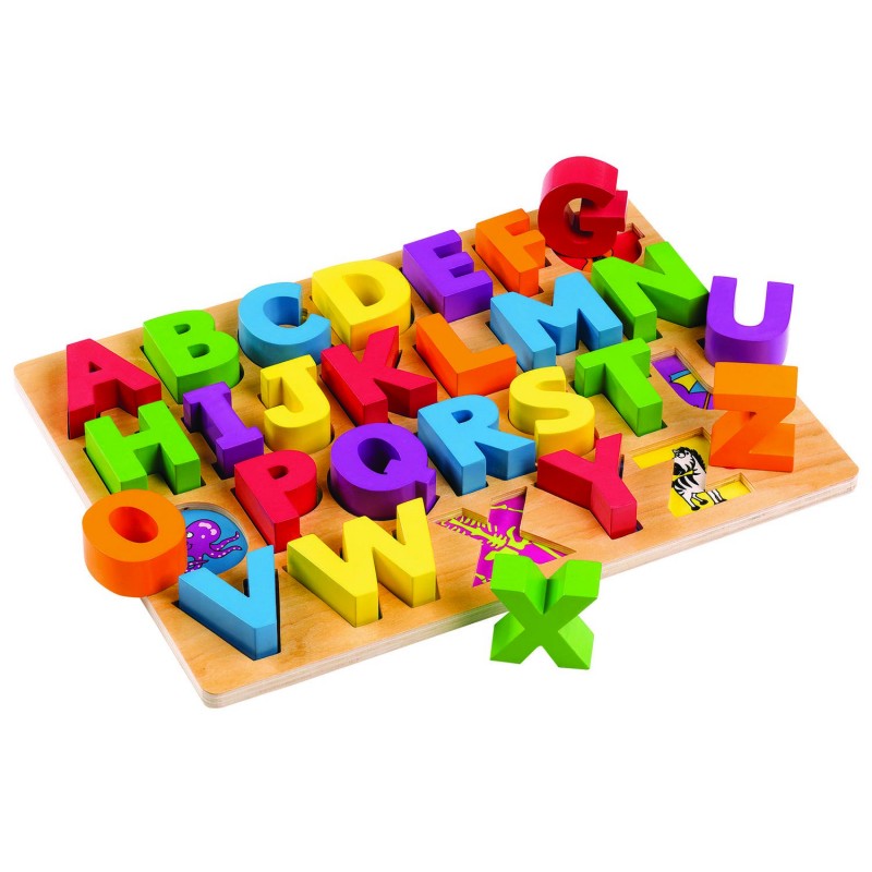 Puzzle alfabet pentru copii Litere mari Tidlo, 30.5 x 22 x 1.5 cm, 2 - 6 ani