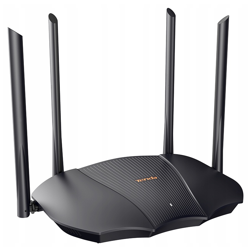 Router Wireless Tenda, 4 antene externe, 6 dBi, 3 porturi LAN, Dual Band 2.4 / 5 Ghz, Wi-Fi 6, Gigabit, IPV6, Beamforming, WPA2-PSK, WPA3, Negru 
